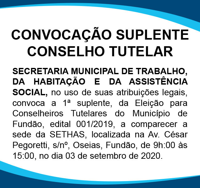 Convocação Suplente Conselho Tutelar