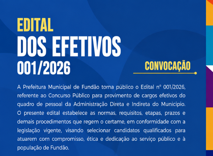 Imagem da notícia: Prefeitura de Fundão publica Edital de Convocação para o Censo Previdenciário dos servidores efetivos