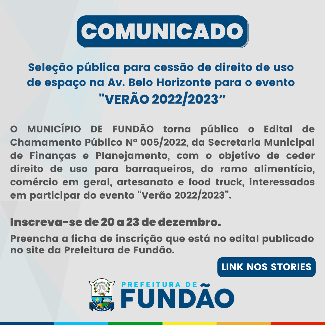 Chamamento Público N° 005/2022 - Verão 2022/2023
